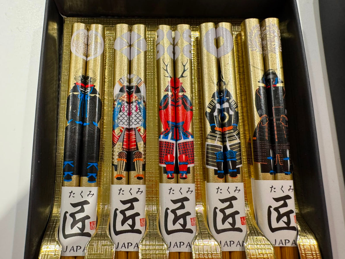 JP.MODE Japanese Chopsticks Set – 5 pairs samurai design open box