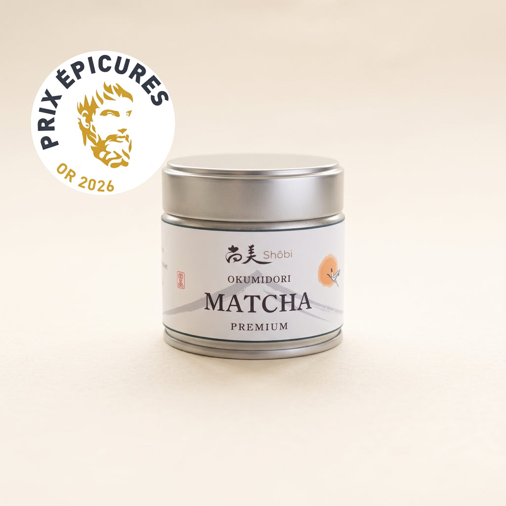 Matcha Okumidori Premium Shôbi — boîte métallique 30 g, Prix Épicures Or 2026